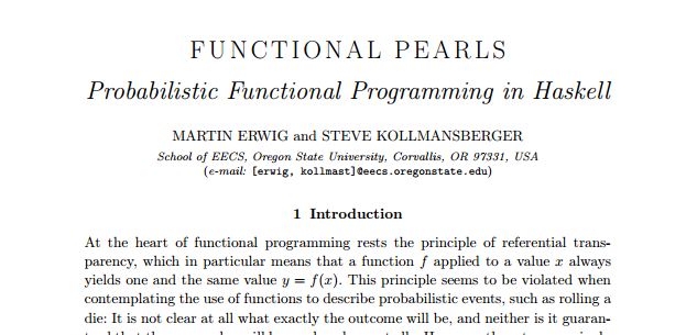 Functional Pearls: Probabilistic Functional Programming in Haskell